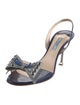 Prada Patent Leather Bow Accents Slingback Sandals