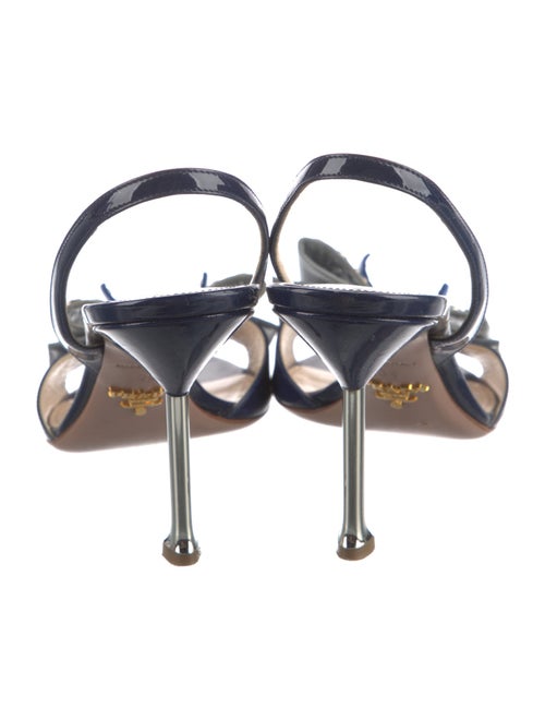 Prada Patent Leather Bow Accents Slingback Sandals