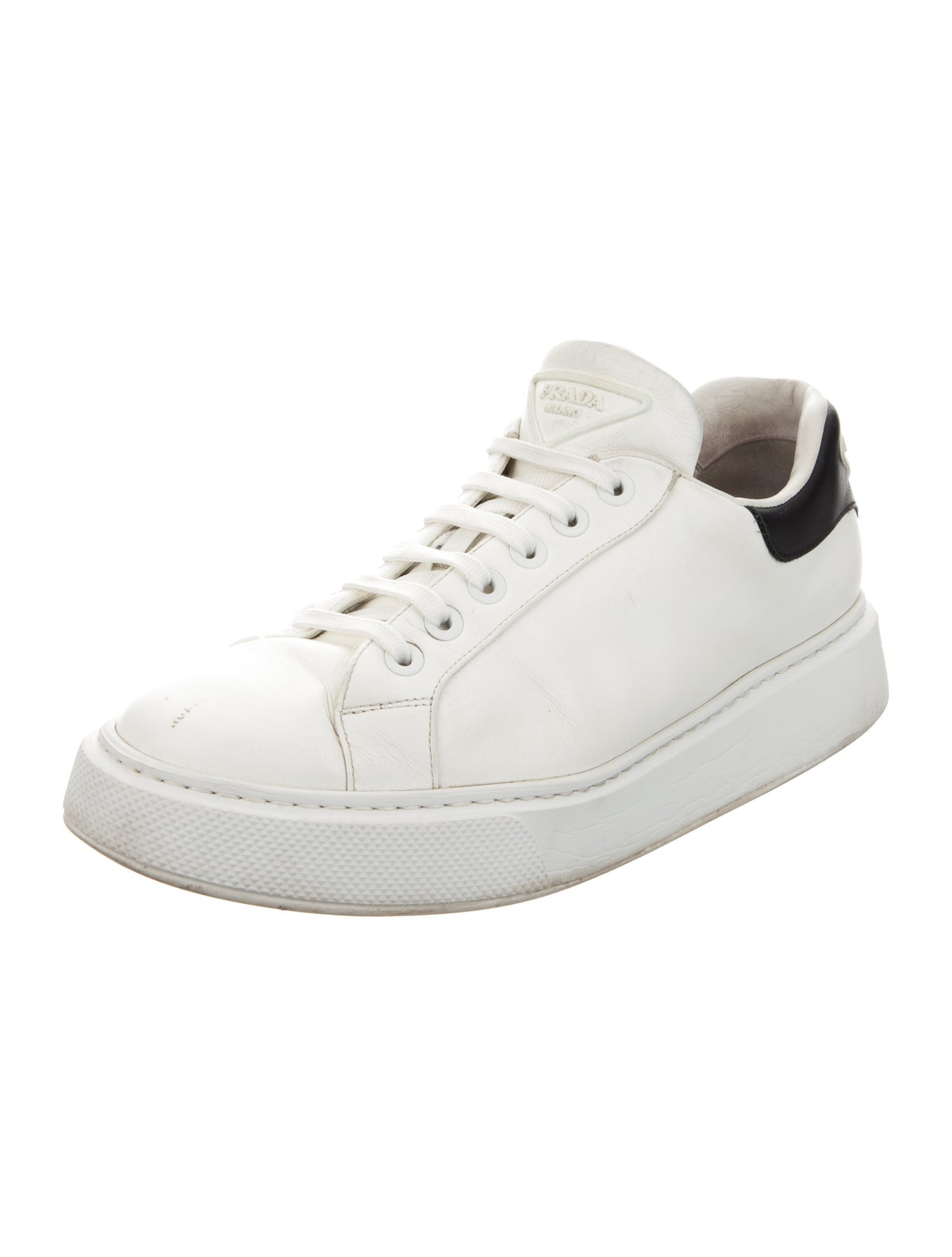 Prada Leather Colorblock Pattern Sneakers