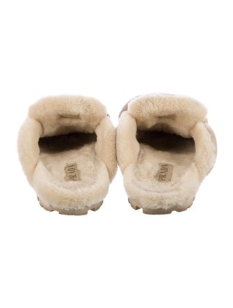 Prada Leather Fur Trim Slippers