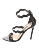 Prada Patent Leather Scalloped Accent Sandals
