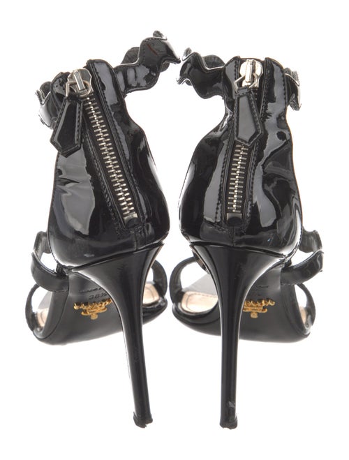 Prada Patent Leather Scalloped Accent Sandals