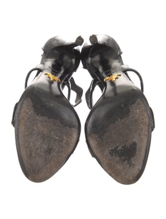 Prada Patent Leather Scalloped Accent Sandals