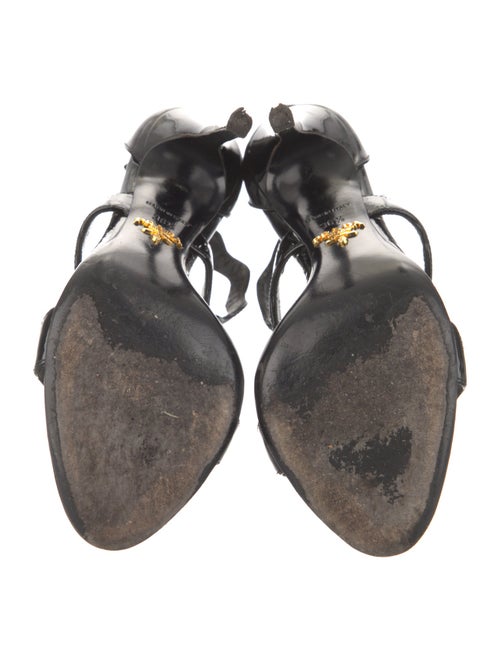 Prada Patent Leather Scalloped Accent Sandals