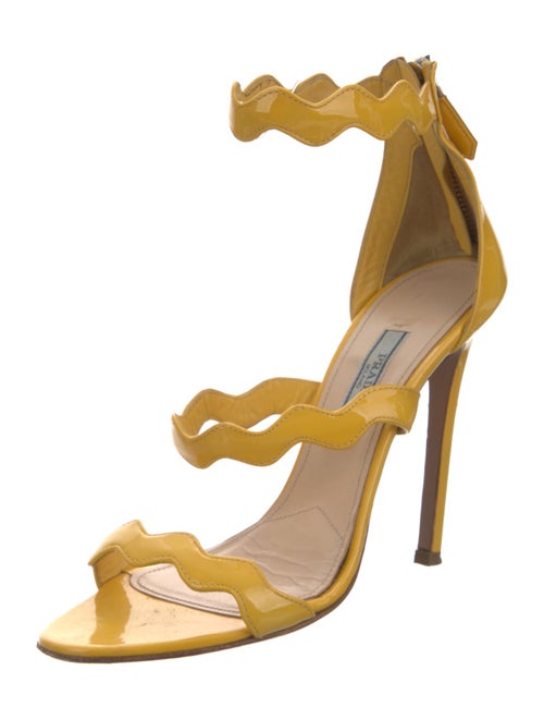 Prada Patent Leather Scalloped Accent Sandals