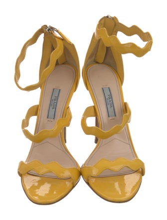 Prada Patent Leather Scalloped Accent Sandals