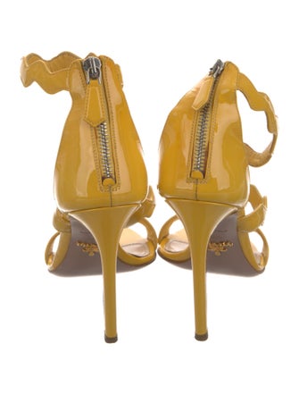 Prada Patent Leather Scalloped Accent Sandals