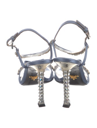 Prada Satin Crystal Embellishments Sandals