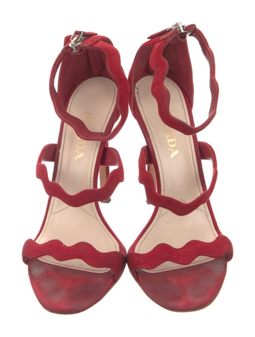Prada Suede Scalloped Accent Sandals