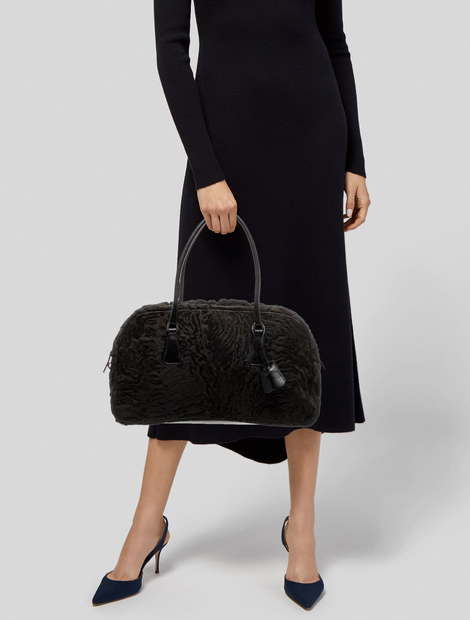 Prada Enameled Metal Triangle Broadtail Bowler