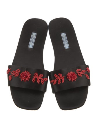Prada Satin Patterned Slides
