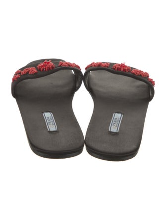 Prada Satin Patterned Slides
