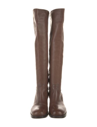 Prada Leather Whipstitch Trim Riding Boots