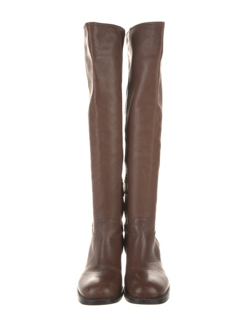Prada Leather Whipstitch Trim Riding Boots