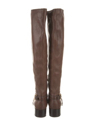 Prada Leather Whipstitch Trim Riding Boots