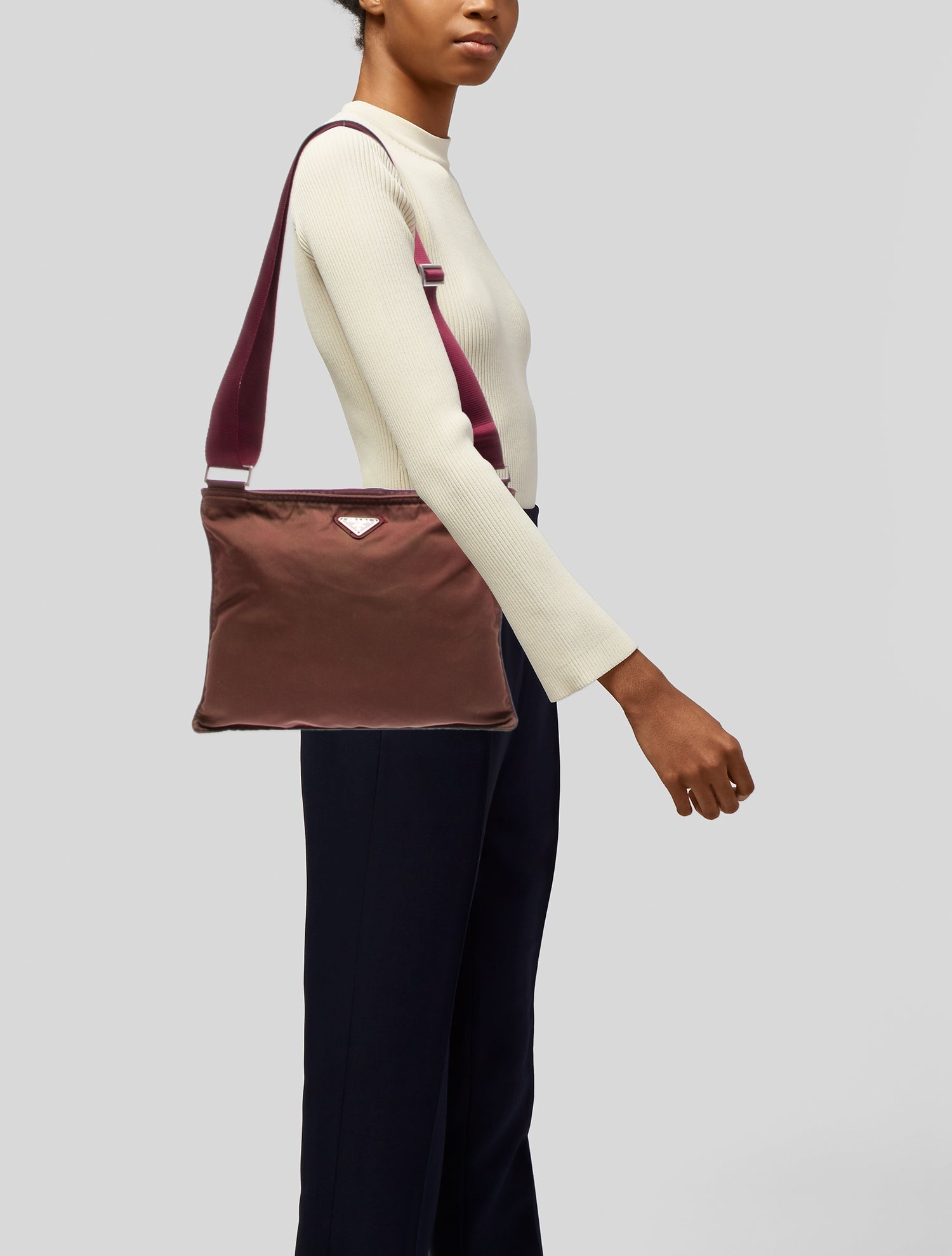 Prada Enameled Metal Triangle Portfolio Vintage