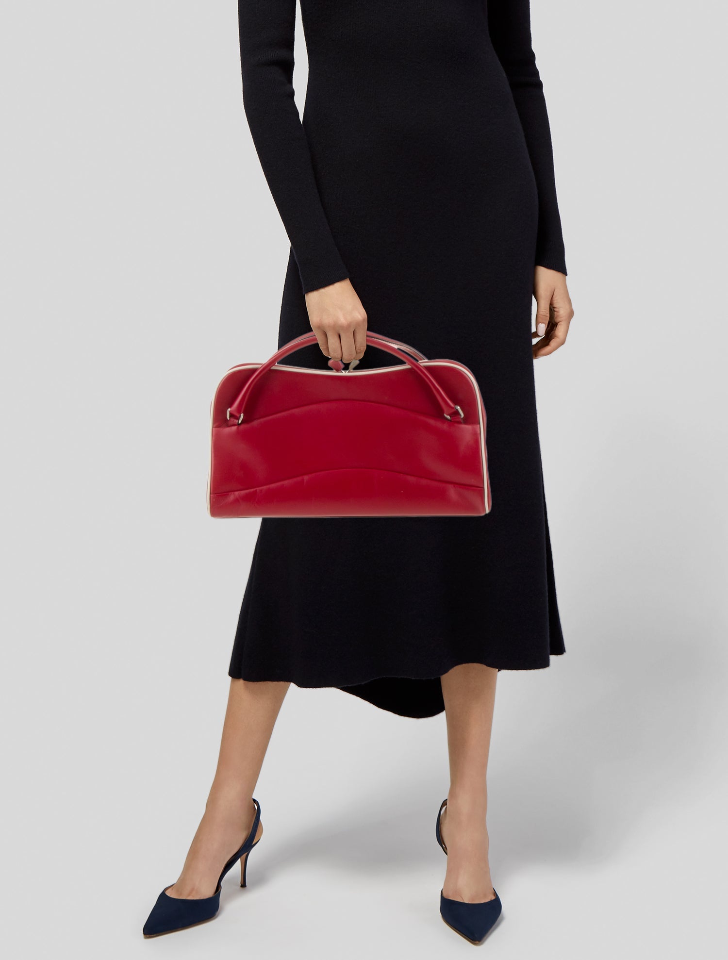 Prada Enameled Metal Triangle Top Handle Bag