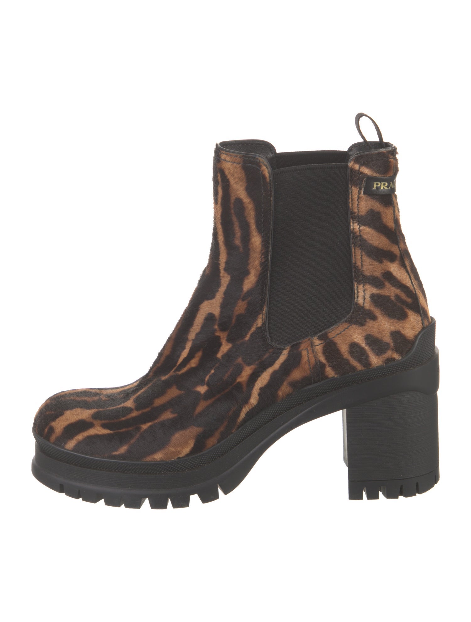 Prada Ponyhair Animal Print Chelsea Boots