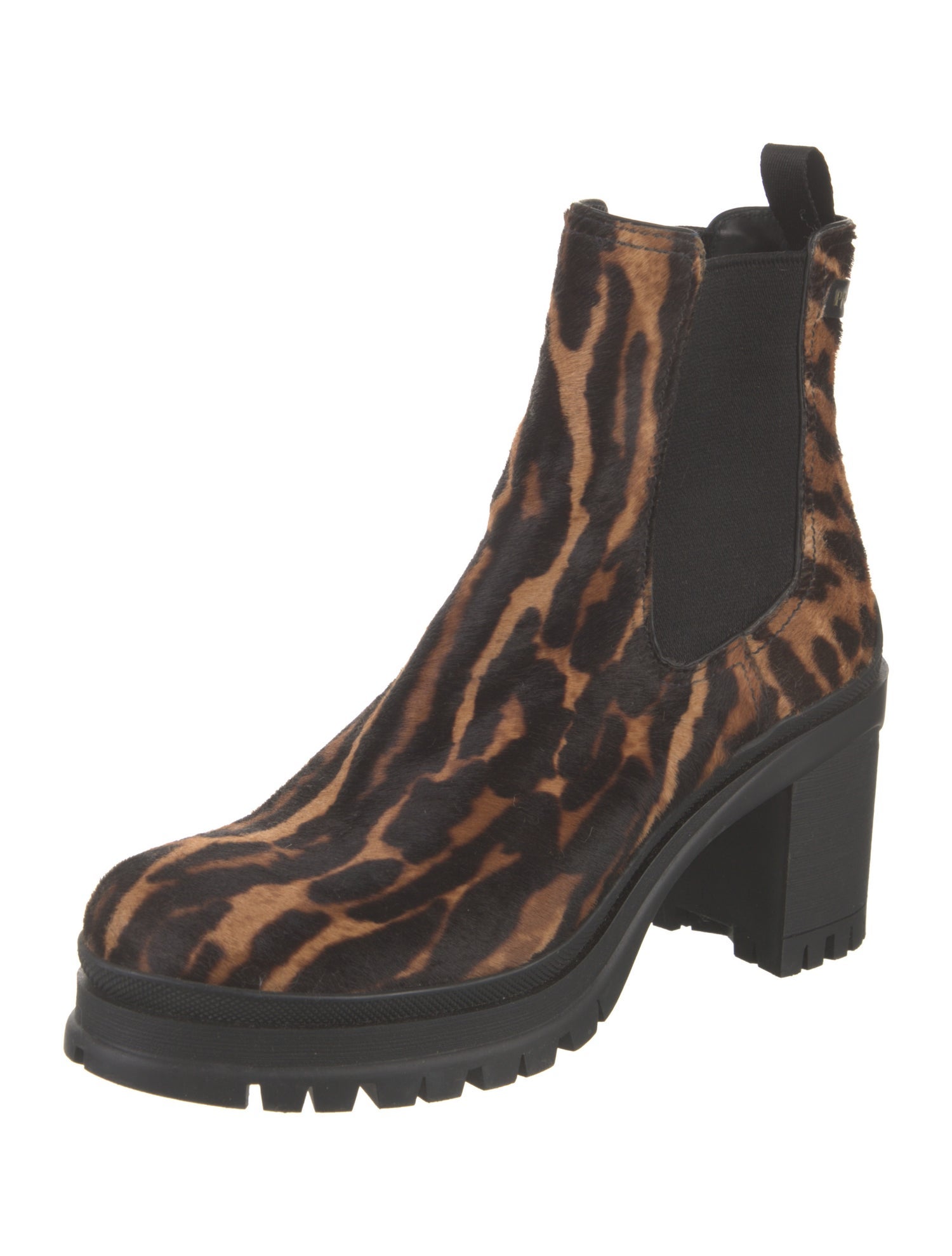 Prada Ponyhair Animal Print Chelsea Boots
