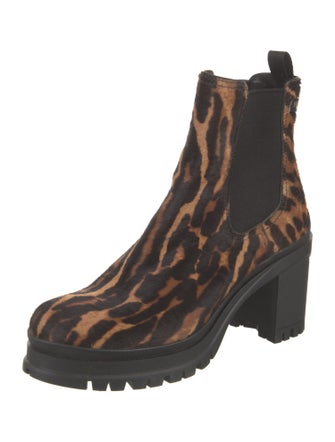 Prada Ponyhair Animal Print Chelsea Boots