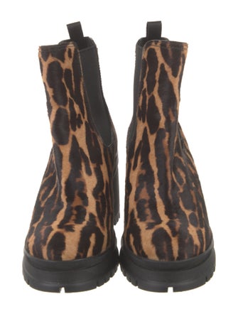 Prada Ponyhair Animal Print Chelsea Boots