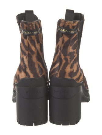 Prada Ponyhair Animal Print Chelsea Boots