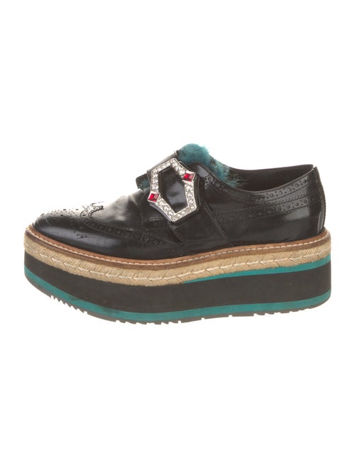 Prada Patent Leather Crystal Embellishments Oxfords