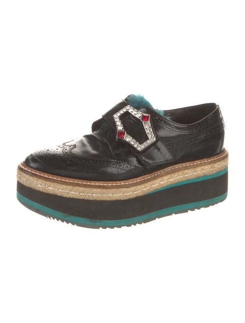Prada Patent Leather Crystal Embellishments Oxfords