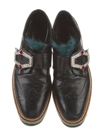 Prada Patent Leather Crystal Embellishments Oxfords