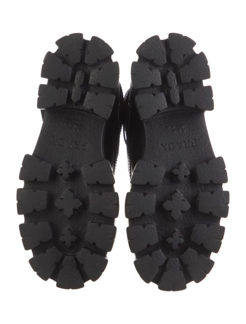 Prada Enameled Metal Triangle Leather Combat Boots