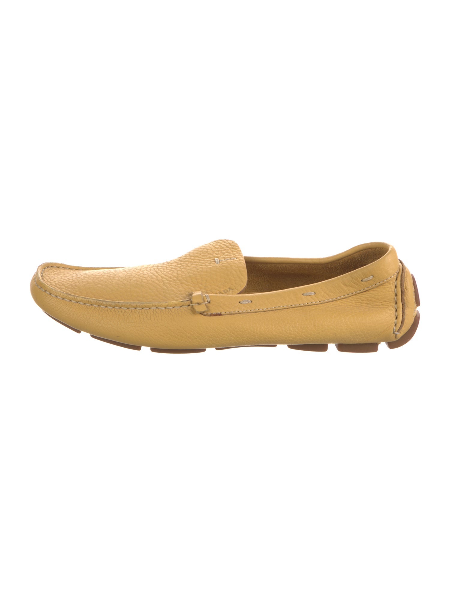 Prada Leather Whipstitch Trim Loafers