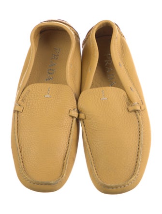 Prada Leather Whipstitch Trim Loafers