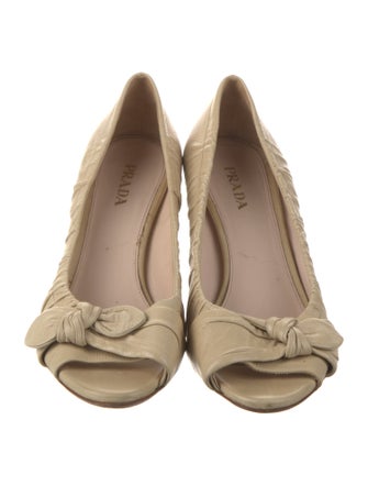 Prada Leather Bow Accents Pumps