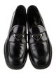 Prada Enameled Metal Triangle Leather Loafers