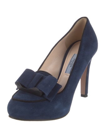 Prada Suede Bow Accents Pumps