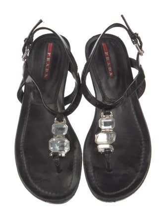 Prada Patent Leather T-Strap Sandals