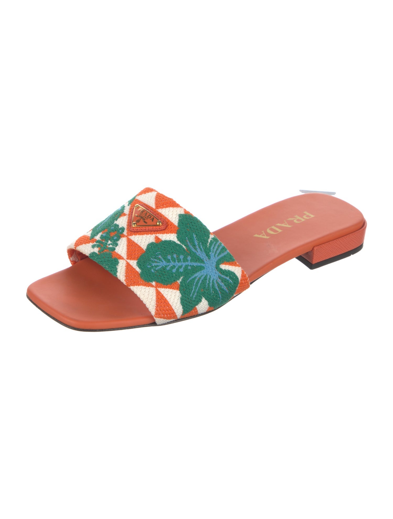 Prada Leather Floral Print Flats