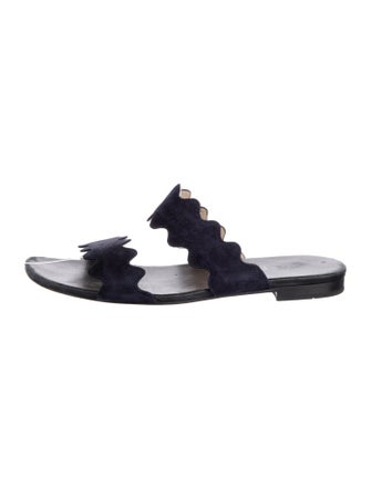 Prada Suede Scalloped Accent Slides