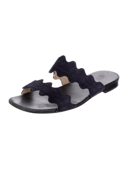 Prada Suede Scalloped Accent Slides