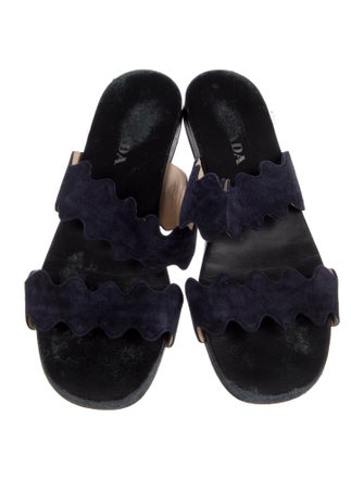 Prada Suede Scalloped Accent Slides