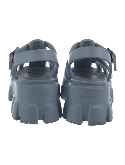 Prada Enameled Metal Triangle Rubber Slingback Sandals