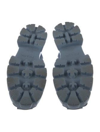 Prada Enameled Metal Triangle Rubber Slingback Sandals