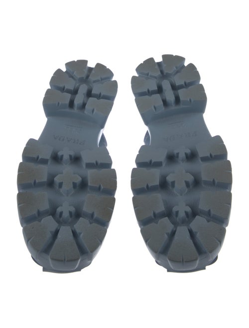 Prada Enameled Metal Triangle Rubber Slingback Sandals