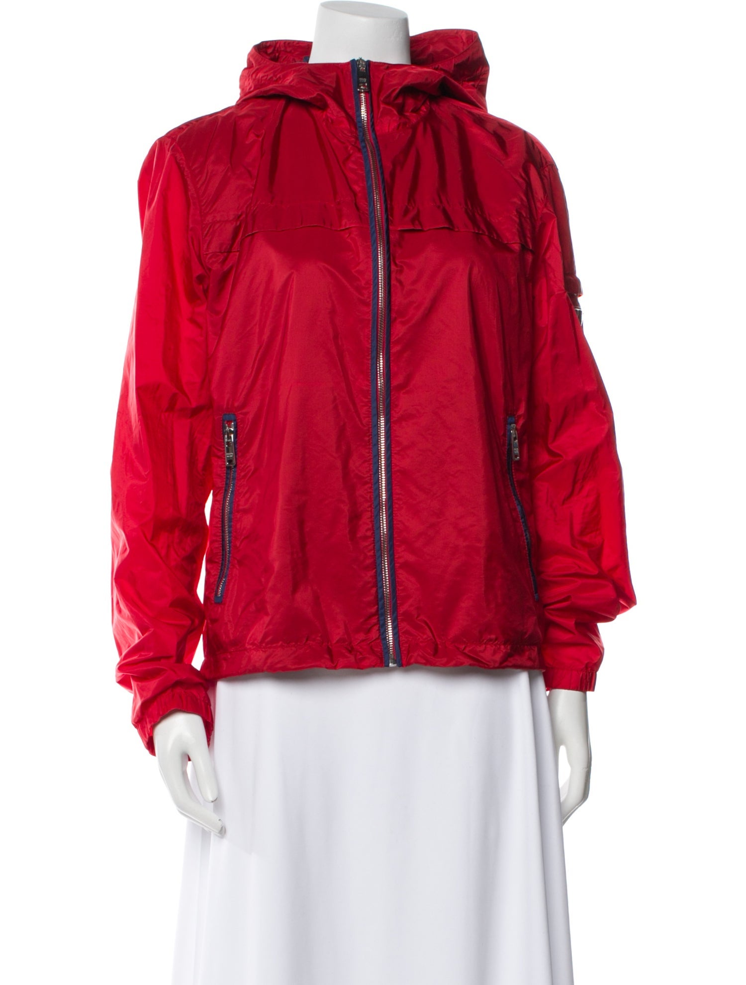 Prada Late 2000's - Early 2010's Enameled Metal Triangle Windbreaker