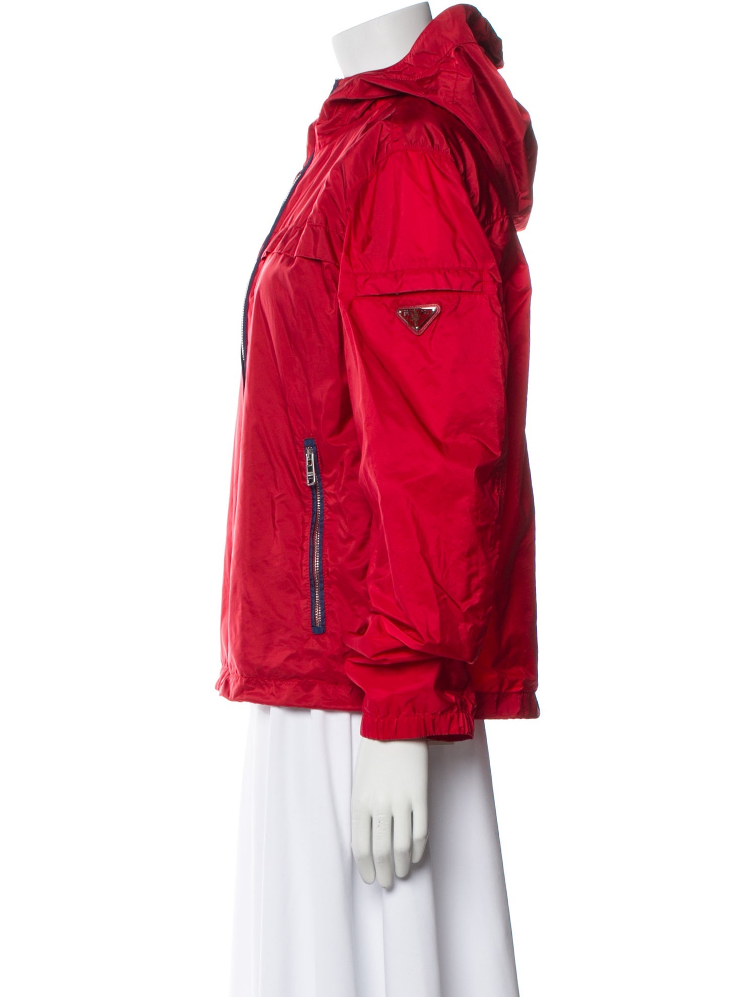 Prada Late 2000's - Early 2010's Enameled Metal Triangle Windbreaker