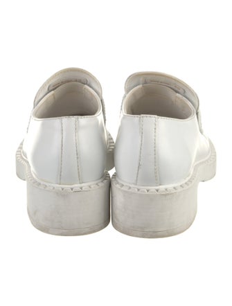 Prada Enameled Metal Triangle Leather Oxfords