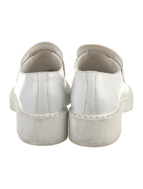 Prada Enameled Metal Triangle Leather Oxfords