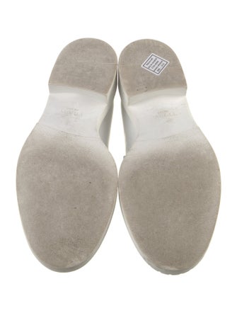 Prada Enameled Metal Triangle Leather Oxfords