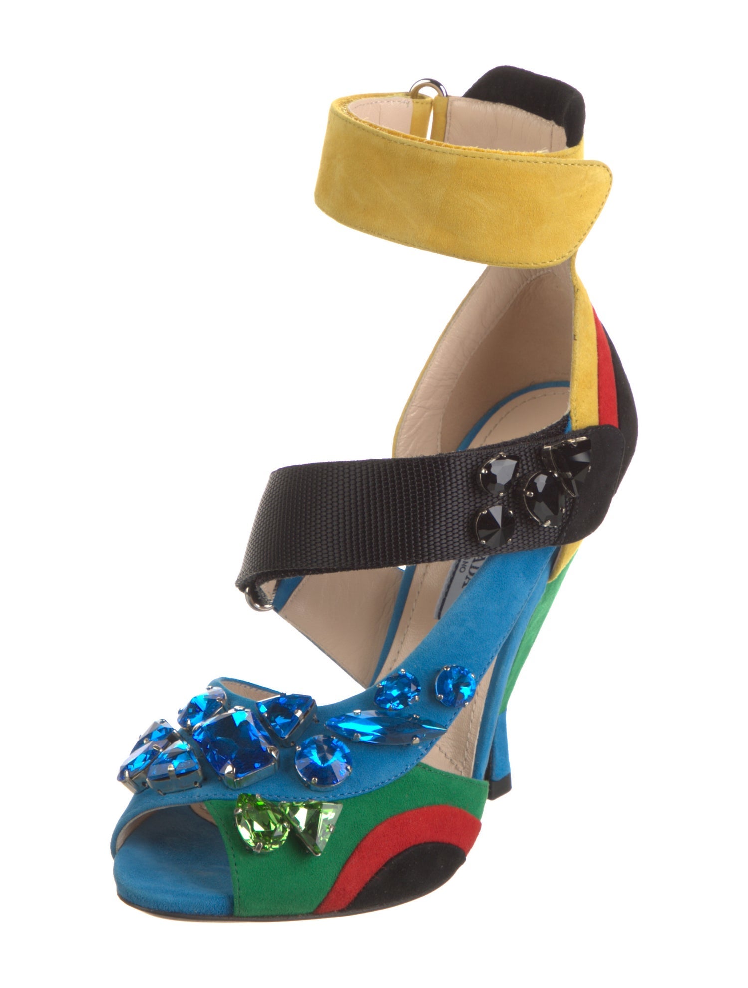 Prada Suede Colorblock Pattern Pumps w/ Tags