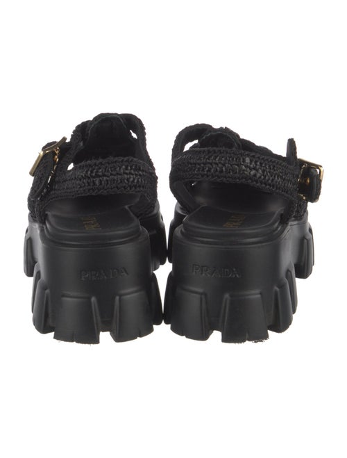 Prada Enameled Metal Triangle Raffia Slingback Pumps